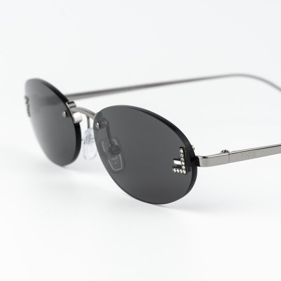 Fendi FIRST CRYSTAL Men Sunglasses Silver Grey Oval FE4075US 12A NEW AUTHENTIC - Picture 5 of 12